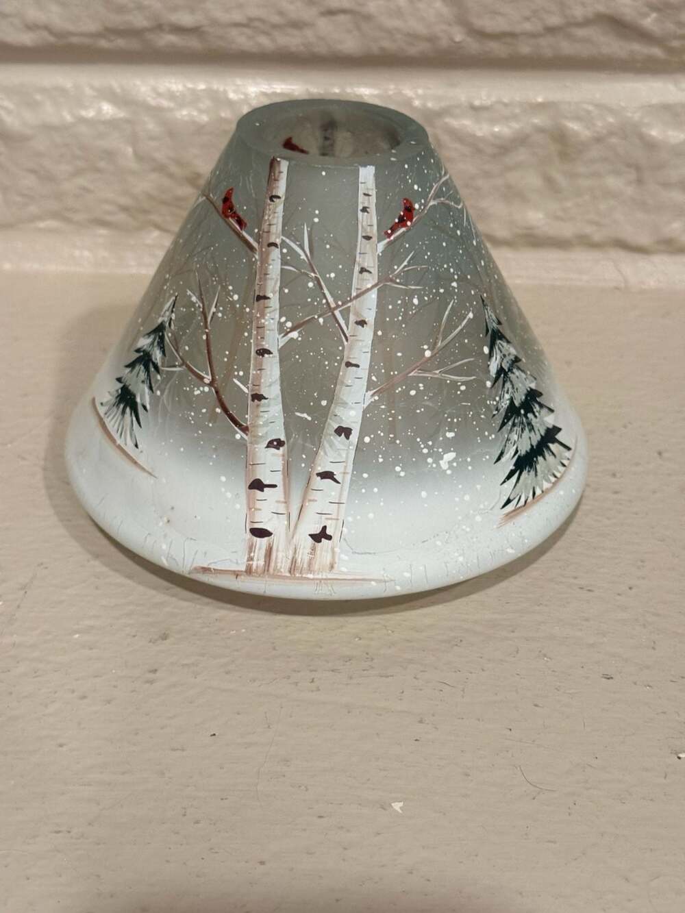 Yankee Candle Winter Birch Crackle Glass Large Jar Candle Shade Retired